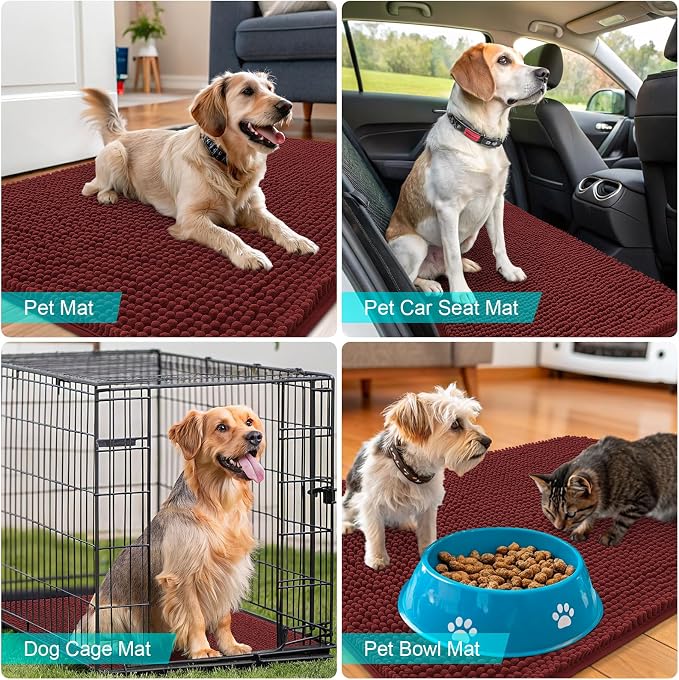 OLANLY Dog Door Mat for Muddy Paws 40x32, Super Absorbent Chenille Mud Mat | - Image 7