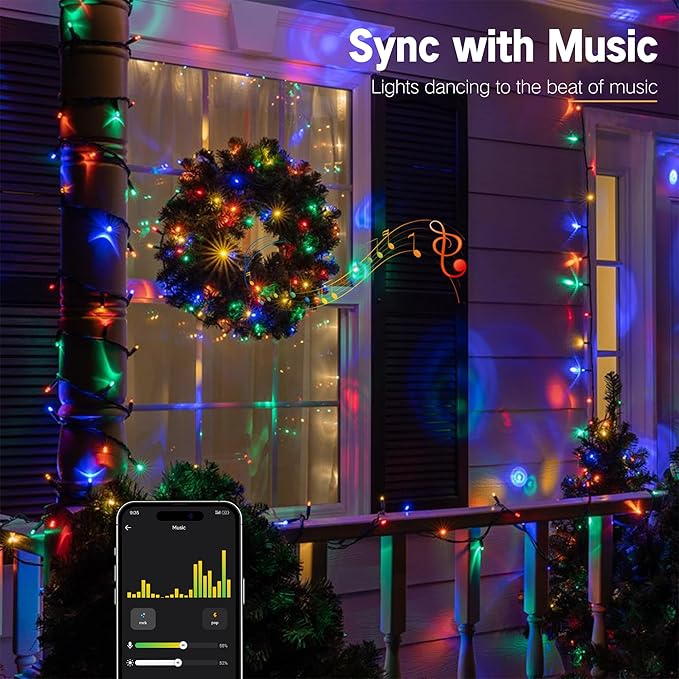 Brizled Smart Christmas String Lights, 66FT 200 LED Color Changing Christmas Lights App & Voice Control, Dimmable Warm White & Multicolor Xmas Tree Light Music Sync for Indoor Outdoor Wedding Party