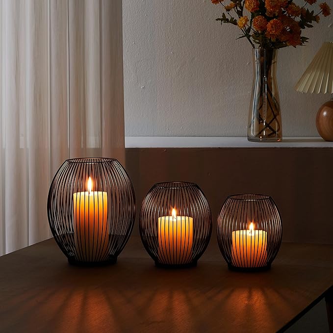 OLEEK Large Metal Candle Holder - Outdoor Lanterns for Patio - Iron Candle Holder - Decorative Candle Holders for Pillar Candles - Table Candles Holders Decor - Iron Candle Stands - Candles Holder