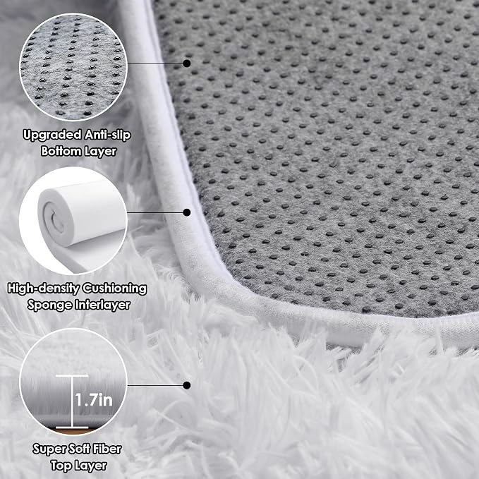 White 6x9 Area Rugs for Living Room Bedroom, Large Fluffy Bedside Throw Rug - Image 3