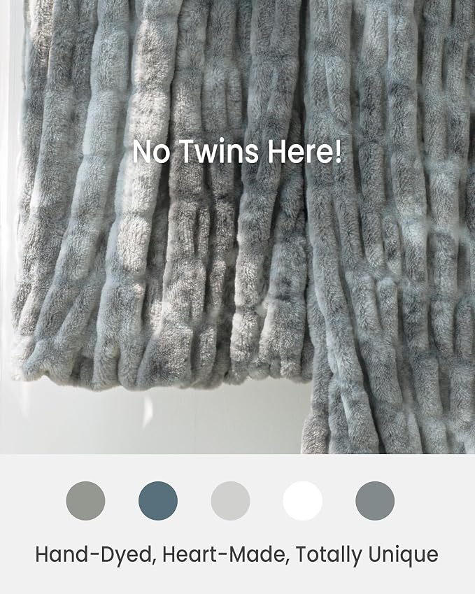 Ultra Soft Cozy Faux Fur Throw Blanket, Fuzzy Plush Thick Bubble Blanket - Image 5