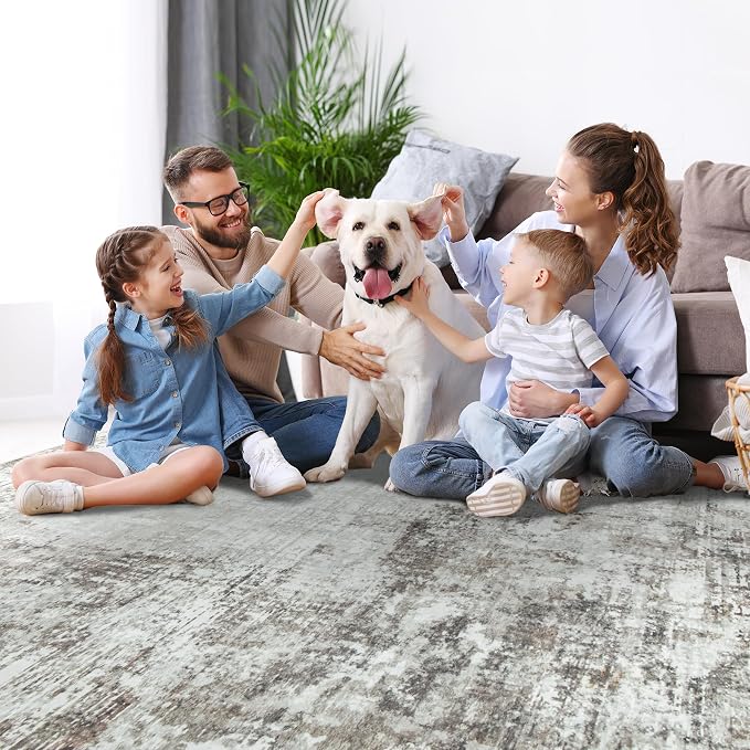 5x7 Area Rugs for Living Room Bedroom Dining Room Washable Brown Grey | Soft - Image 7