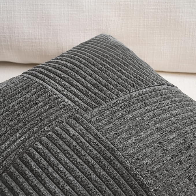 Fancy Homi 2 Packs Dark Gray Lumbar Decorative Throw Pillow Covers 12x20 Inch - Image 3
