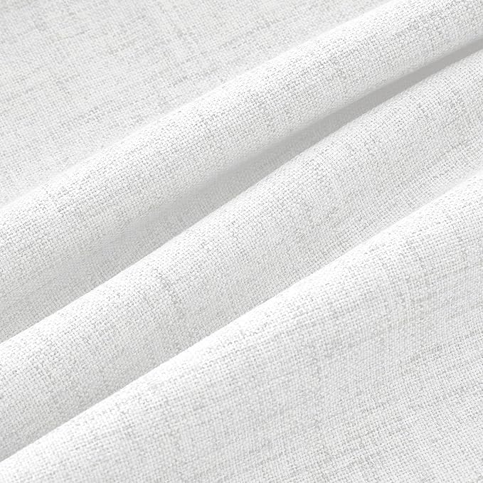 MIULEE 100% Blackout Linen Curtains 42 x 90 Inch Bright White 2 Panels | - Image 9