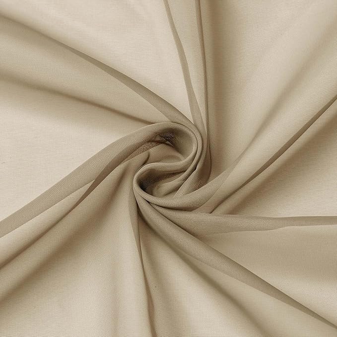 Taupe Kitchen Curtains 30 Inch Length Tier 2 PCS, Solid Soft Airy Half Curtains - Image 9