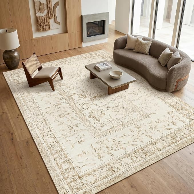 GarveeHome Vintage Beige Area Rug 9x12 - Image 4