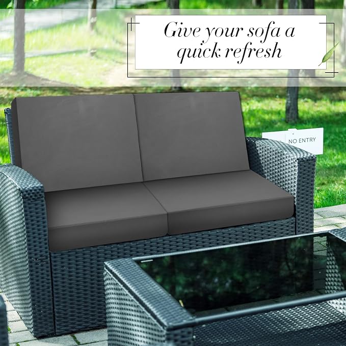 Newwiee 8 Pcs Stretch Patio Outdoor Cushion Covers Replacement, Dark Gray | 4 - Image 6