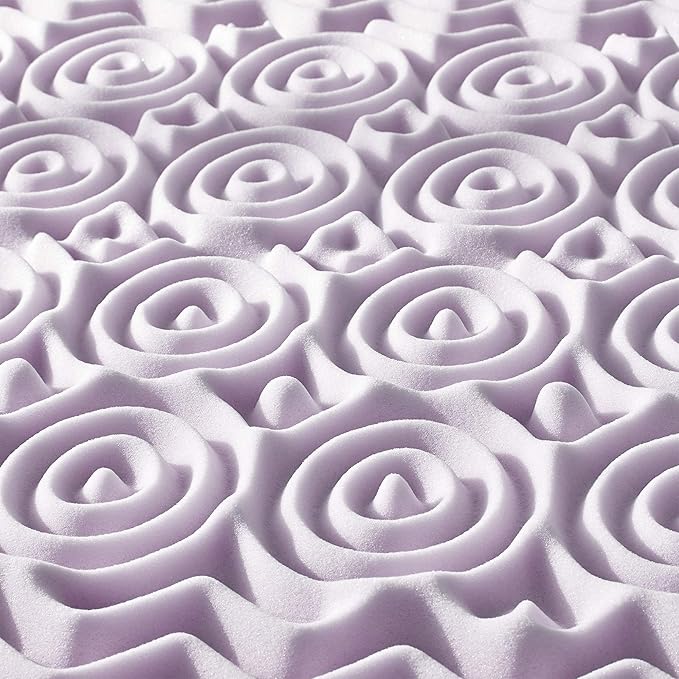 Mellow 3 Inch 5-Zone Memory Foam Mattress Topper, Soothing Lavender Infusion, Dorm Essentials, King