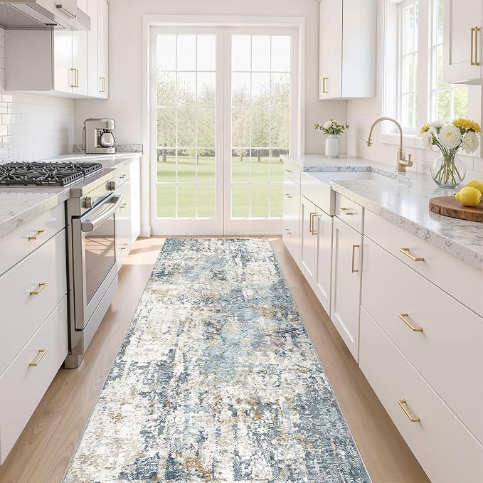 LOONGRUG Runner Rug 3x8 Washable Non-Slip Kitchen Neutral Modern Rug | Abstract by LOONGRUG