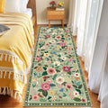 Floral Washable 2x6 Area Rugs Runner Entryway Hallway LightGreen | Flower by RELEANY