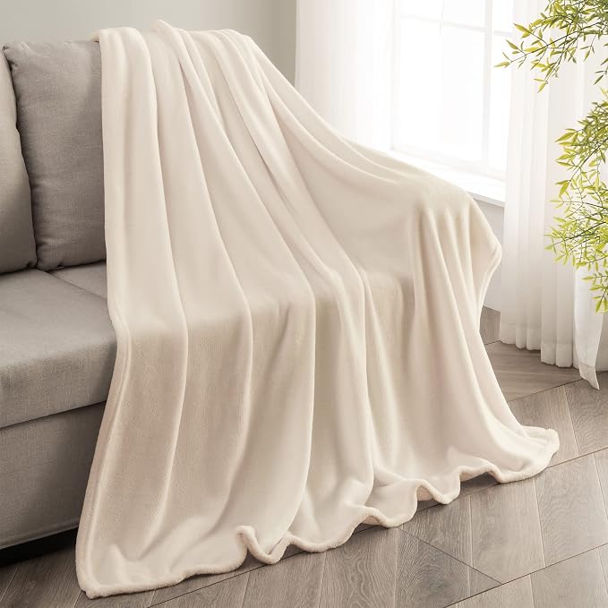 BEDELITE Fleece Blanket Soft Plush Twin Size Blanket Beige 60"x80" | Ultra Soft - Image 8