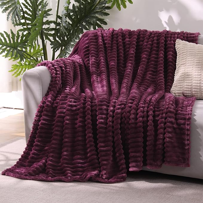 Amaranth Purple Throw Blanket for Couch Sofa 60”x80” Striped Design by Unknown