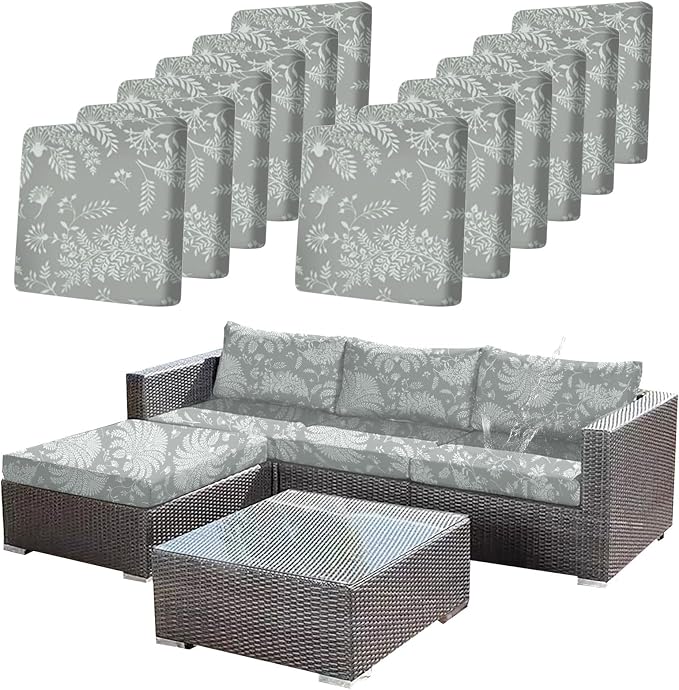 CALBODE Ourdoor Cushion Covers Waterproof Set of 12 Floral Printed Stretch by CALBODE