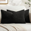 MIULEE Black Decorative Lumbar Throw Pillow Covers 12x20 Inch 2 Pack | Boho by MIULEE