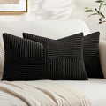 MIULEE Black Decorative Lumbar Throw Pillow Covers 12x24 Inch 2 Pack | Boho by MIULEE
