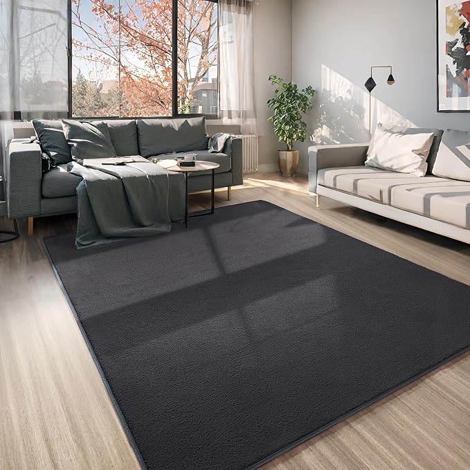 6x9 Area Rugs for Living Room Non Slip Dorm Bedroom Rug, Dark Grey | Modern - Image 4