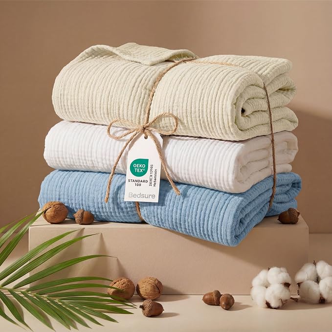 Bedsure 100% Cotton Muslin Blankets - Image 5