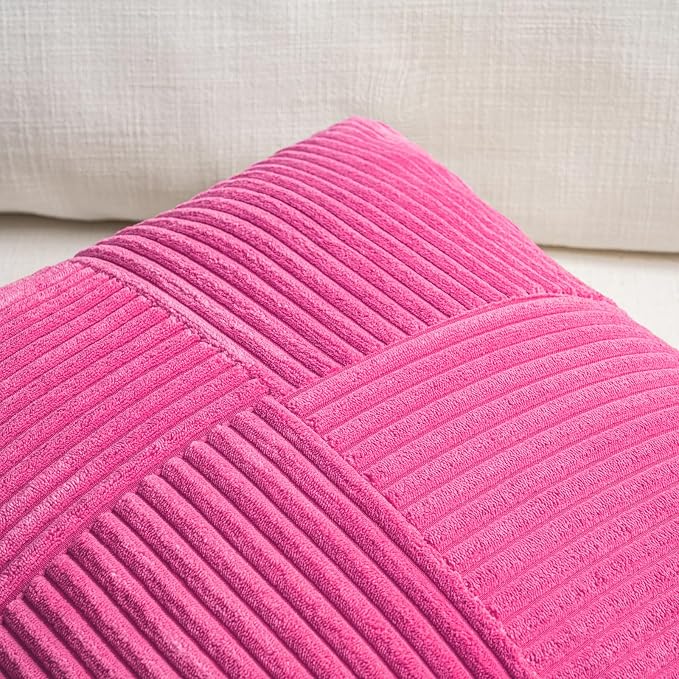 Fancy Homi 2 Packs Hot Pink Samll Decorative Throw Pillow Covers 14x14 Inch - Image 3