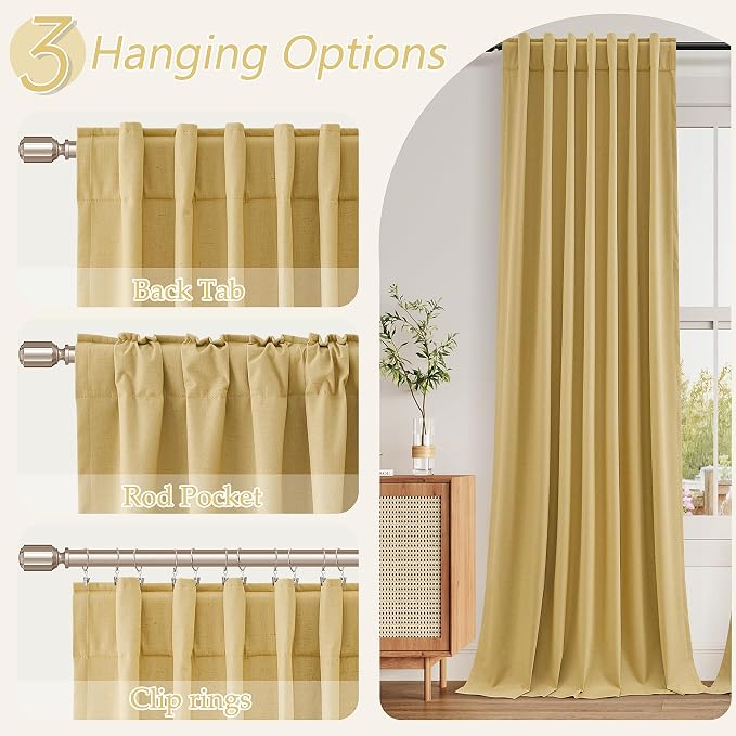 100% Blackout Curtains 108 Inch Length 2 Panels Set - Image 6
