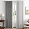 MIULEE 100% Blackout Linen Curtains 42 x 90 Inch Greyish White 2 Panels | by MIULEE