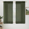 MIULEE Olive Green Linen Curtains 52x63 Inch Length 2 Panels by MIULEE