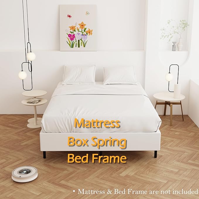 King Box Spring 9 Inch, Heavy Duty Metal Box Spring Bed Base with Fabric Cover, Mattress Foundation, Easy Assembly, Noise Free, Black
