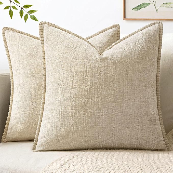 MIULEE Decorative Couch Throw Pillow Covers 20x20 Inch Beige 2 Pack | Neutral by MIULEE