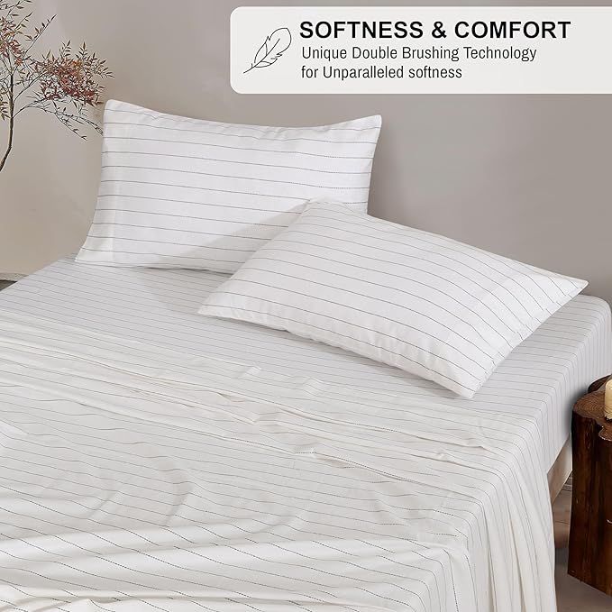 RUVANTI Flannel Sheets King Size - 100% Cotton Brushed King Size Sheets Set - Deep Pockets 16 Inches Bed Sheets - All Seasons Breathable & Extra Soft - Warm & Cozy, 4 Piece, Running Dots