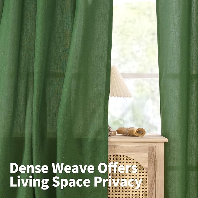 YoungsTex Forest Green Linen Curtains 80 Inches Long - Image 3