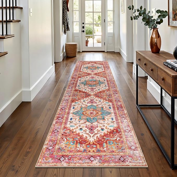 Yamaziot Washable Runner Rug, 2x8 Non-Slip Boho Vintage Hallway Kitchen Rug | by Yamaziot