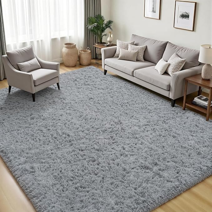 PLHXFR 5x7 Area Rugs Living Room: Fluffy Bedroom Rug Shag Carpet Grey | Upgrade - Image 3