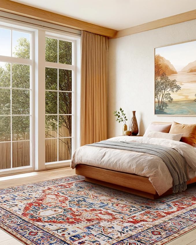 AMADA HOMEFURNISHING 9x12 Washable Area Rug, Low-Profile Large Area Rug - Image 4