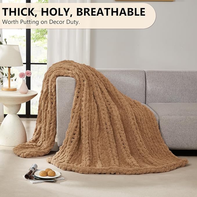 L'AGRATY Chunky Knit Throw Blanket - Image 5
