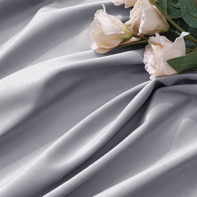 MIULEE Greyish White Velvet Blackout Curtains 52x84 inches 2 Panels | Luxury - Image 4