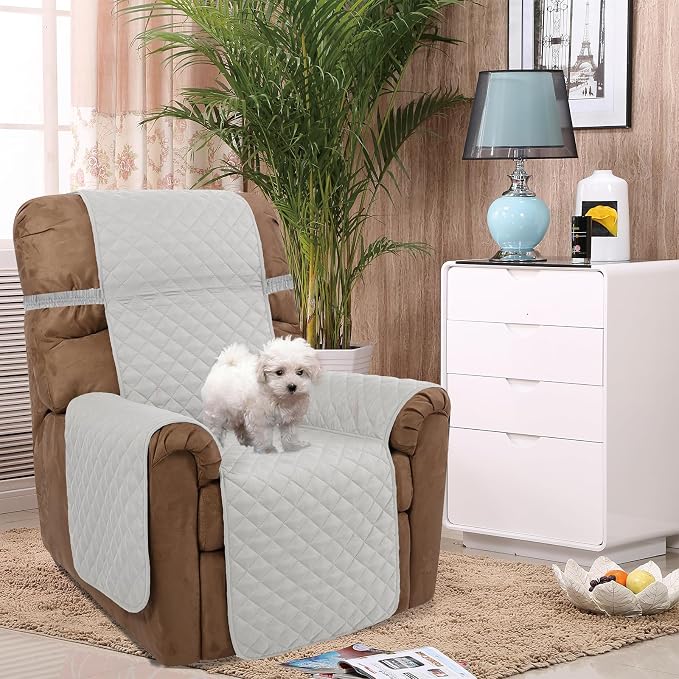 U-NICE HOME Reversible Recliner Chair Covers, Light Grey | 28''Recliner Cover - Image 2
