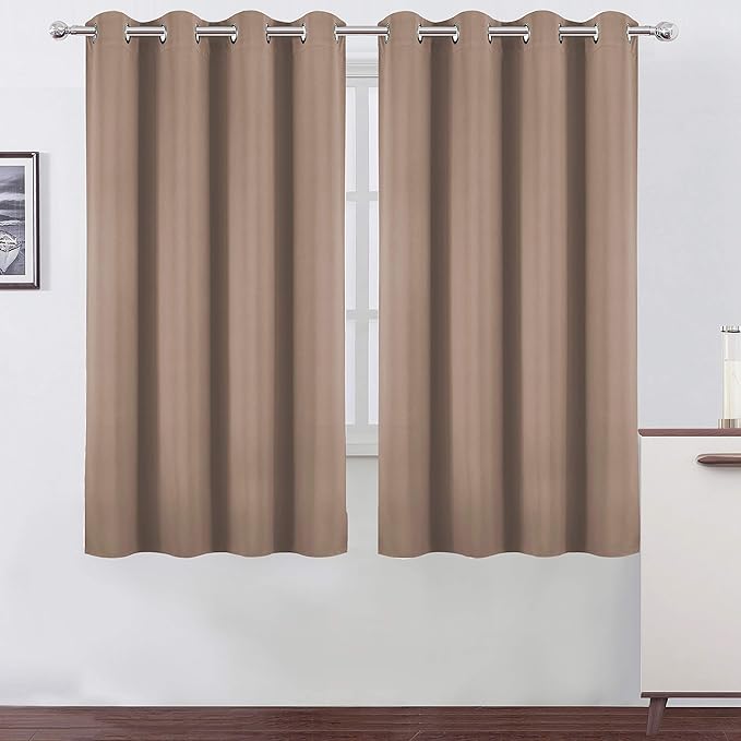 Cappuccino Blackout Curtains 66 x 63 Inch Length/Set of 2 Curtain by Lemomo