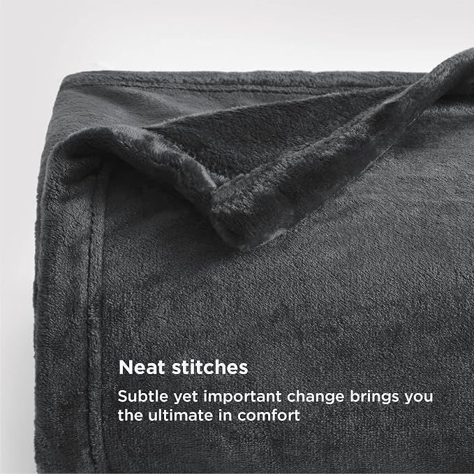Bedsure GentleSoft Fleece Blankets Queen Size Dark Grey - Image 5