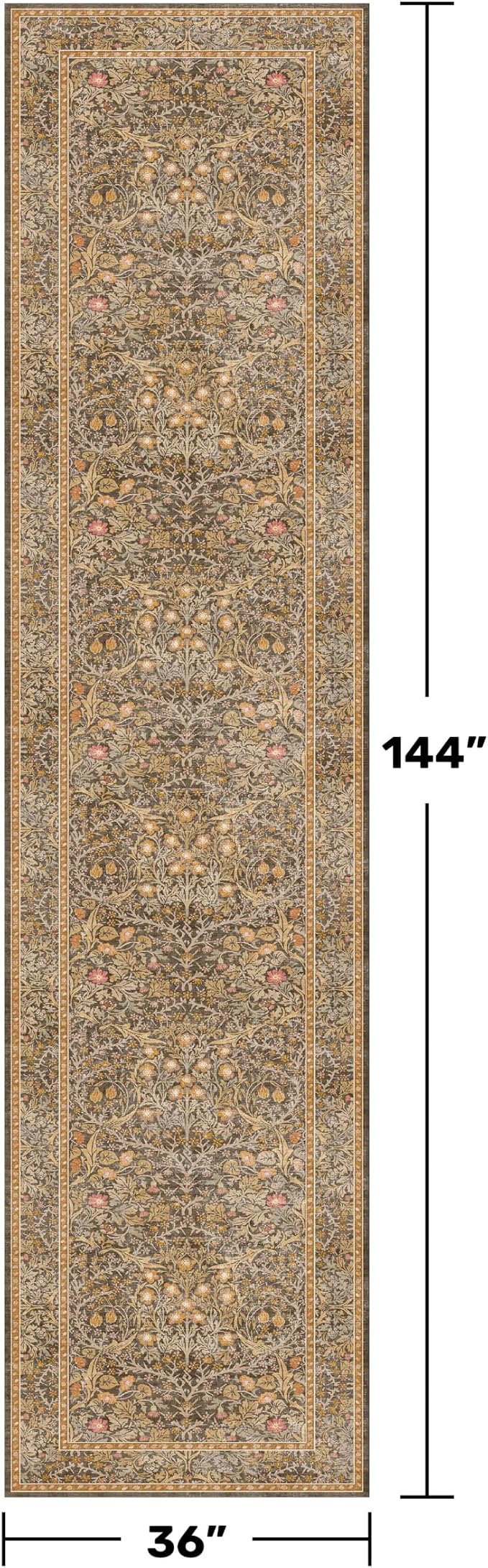 3x12 Extra Long Runner Rugs for Hallways, Vintage Washable Kitchen Floor Mats - Image 2