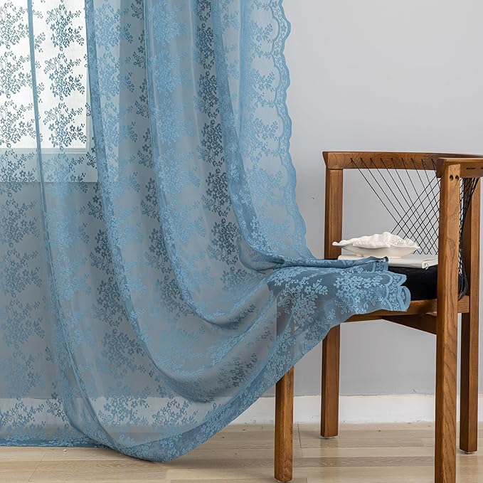 YJ YANJUN Vintage Lace Curtains 63 Inch Length - Image 4