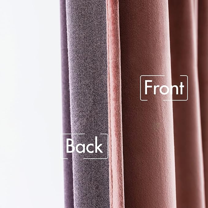 MIULEE Velvet Blackout Curtains 52x84 inches 2 Panels Dusty Rose Pink | Luxury - Image 6