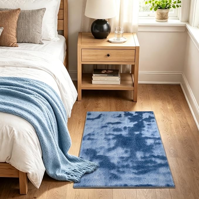 2x3 Tie-dye Dark Teal Area Rug Washable Non-Slip - Image 3
