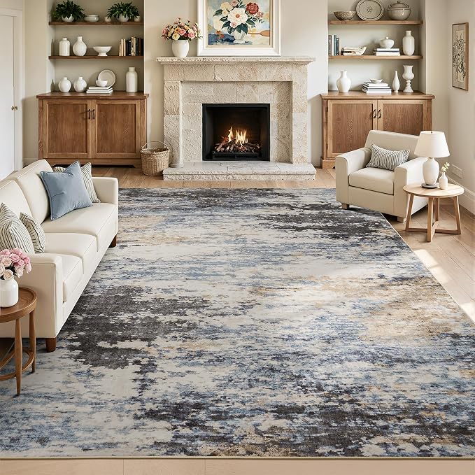 8x10 Area Rug for Living Room, Abstract Washable Large Rugs, Dining Room by Lofus