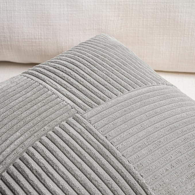 Fancy Homi 2 Packs Grey Long Lumbar Decorative Throw Pillow Covers 12x24 Inch - Image 3