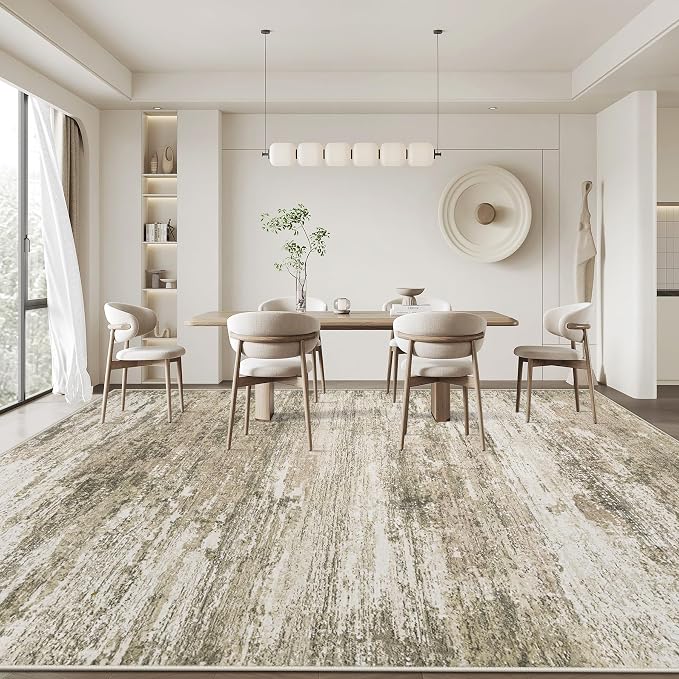 Washable Rug 8x10 Area Rugs for Living Room: Large Neutral Soft Rug Abstract - Image 7