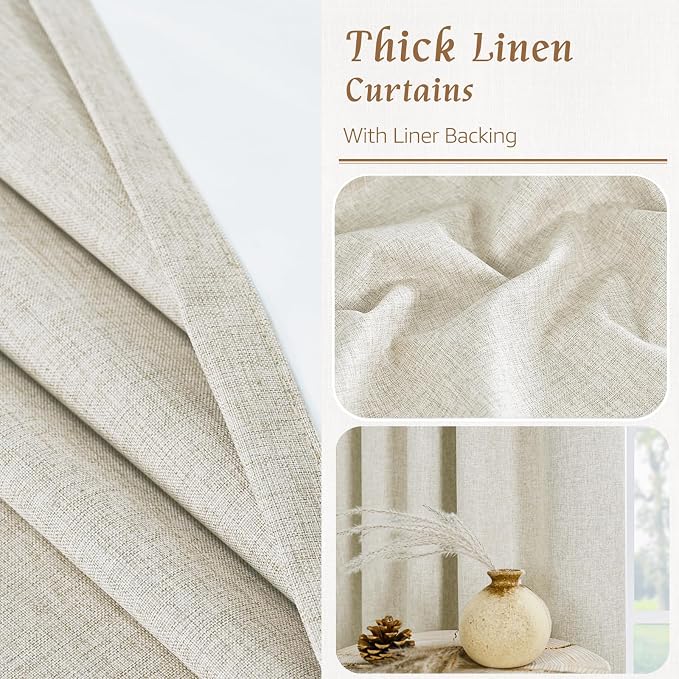 54 Inch Full Blackout Linen Window Curtains - Image 7