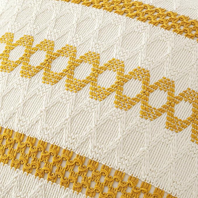 MIULEE Set of 2 Mustard Yellow Decorative Lumbar Pillow Covers 12x20 Inch | Fall - Image 4