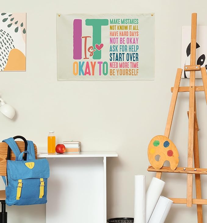 Nursery Banner Wall Decor-Boho Hanging Banner Pennant Poster Flags-for Baby Boy Girl Room Home Playroom Classroom-Baby Present Shower Birthday Christmas-It is Okay to Make-28.5x20 Inches