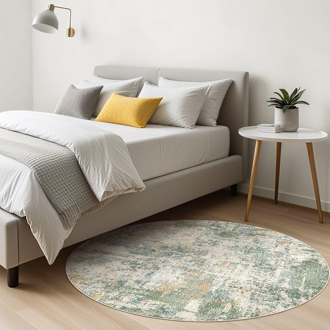 LOONGRUG Round Rug 10x10 Washable Circle Large Neutral Modern Rugs Green | - Image 4