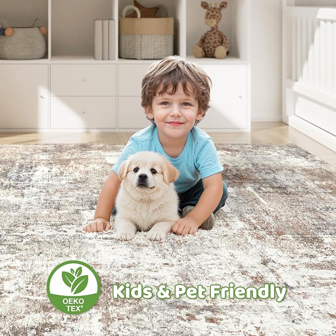 LOONGRUG 10x13 Area Rug Washable Large Neutral Modern Living Room Rug | - Image 7