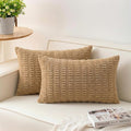 Aegero Pack of 2 Corduroy Decorative Throw Pillow Covers 12x24 Inch, Coffee | by Unknown
